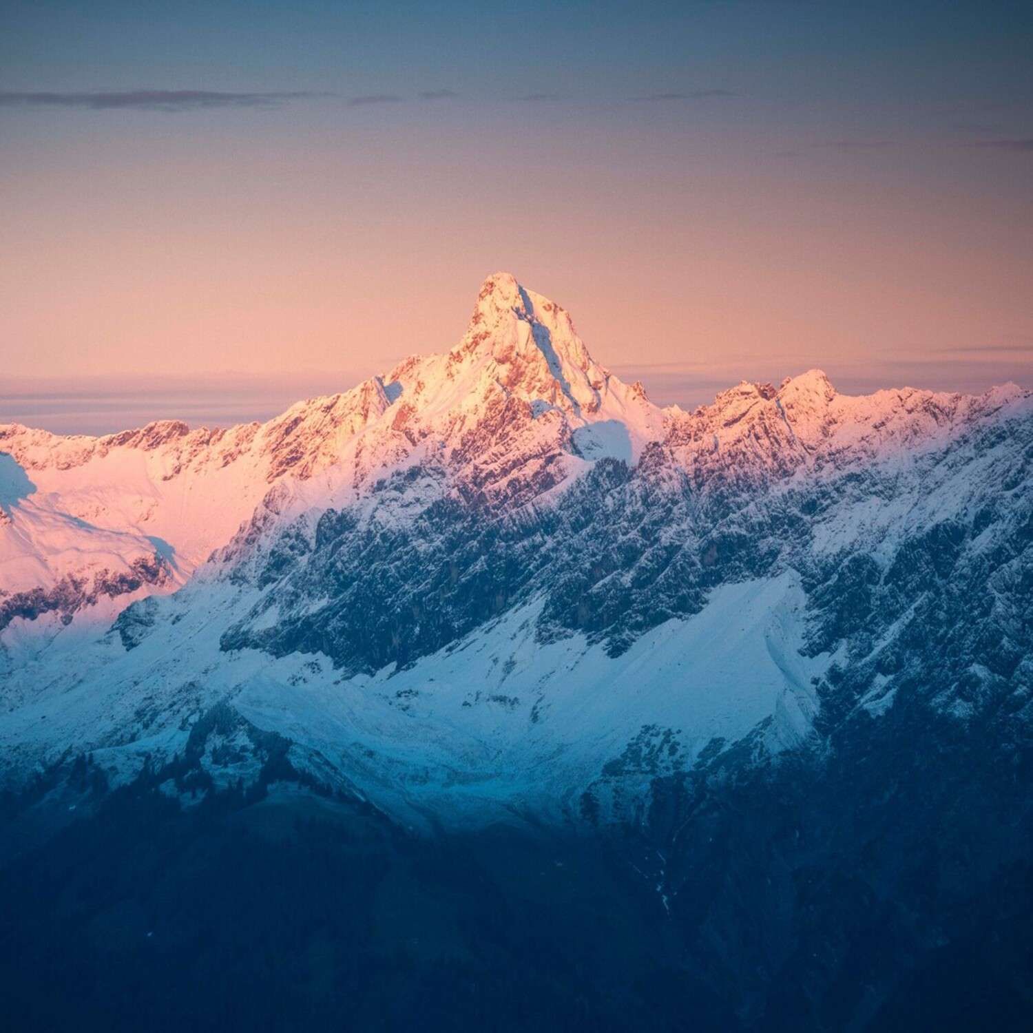 1500x1500 Wall Mural Over Snow Covered Mountain Range