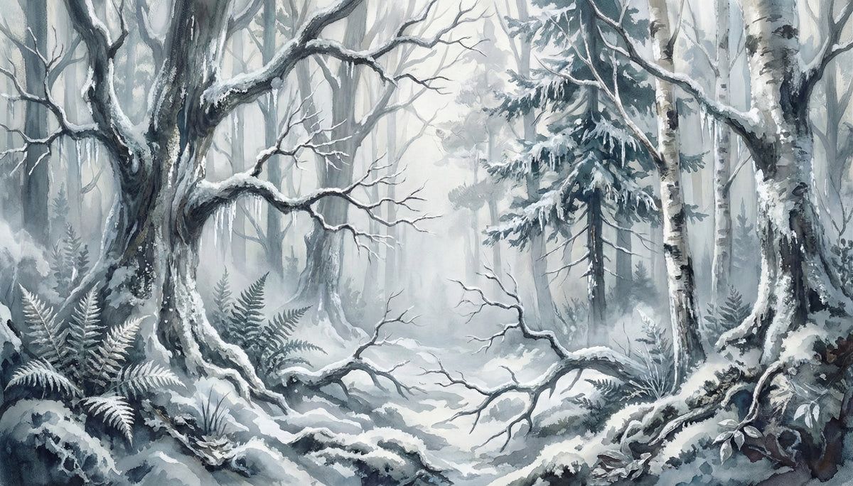 1200x684 Snowy Winter Forest Mural Wallpaper