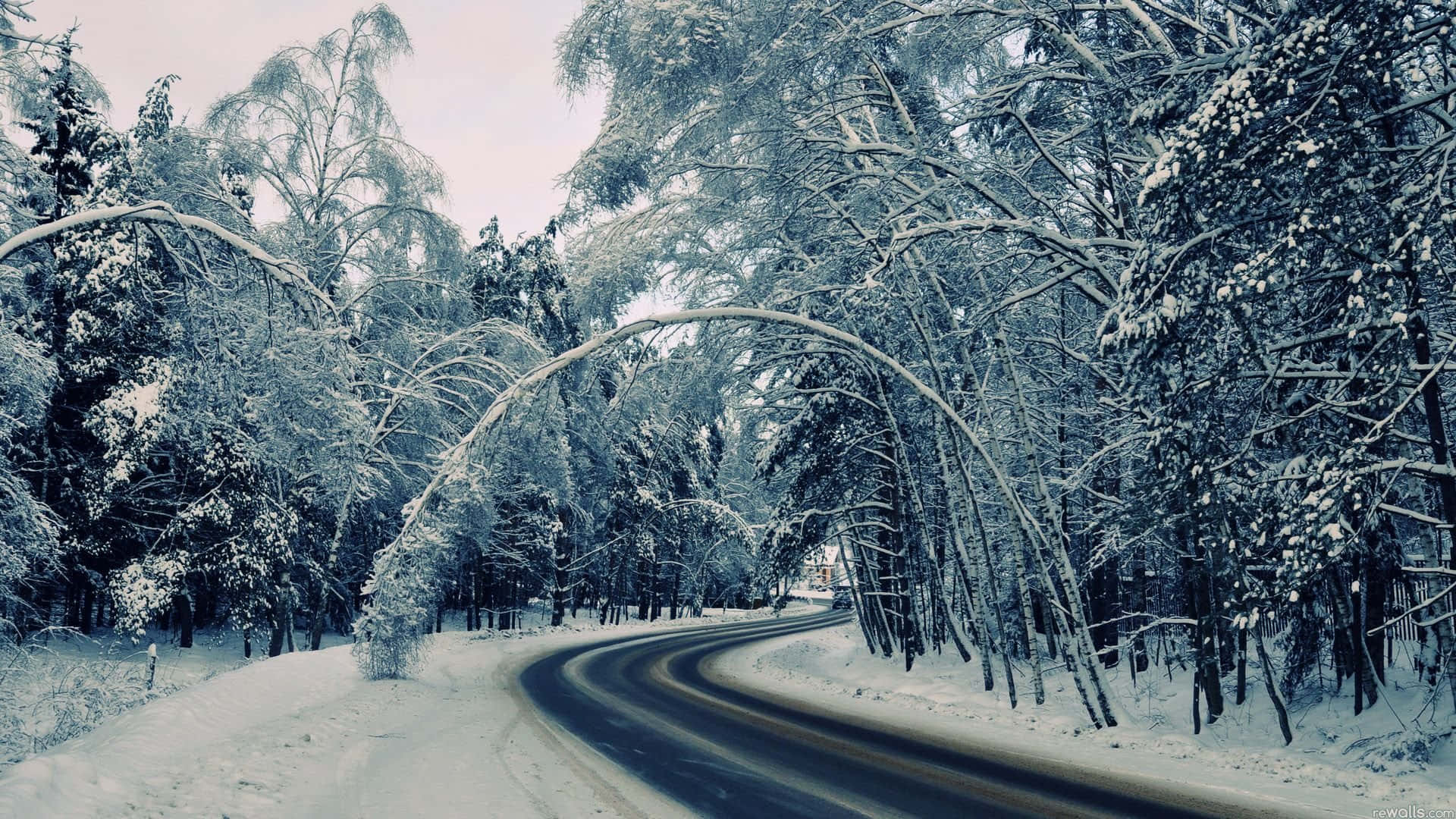 1920x1080 Download Dangerous Icy Road during Winter Season Wallpaper