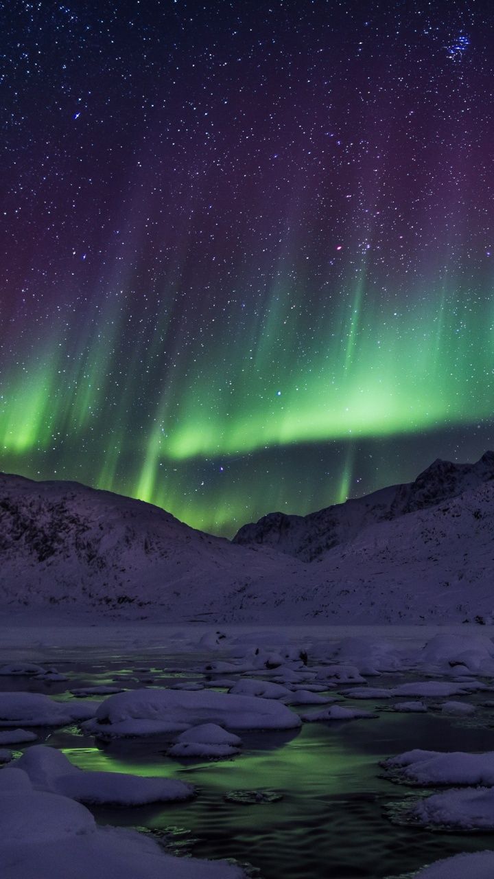 720x1280 Green and Black Aurora Lights HD Wallpaper for Android Phone, 720x1280 Nature Background