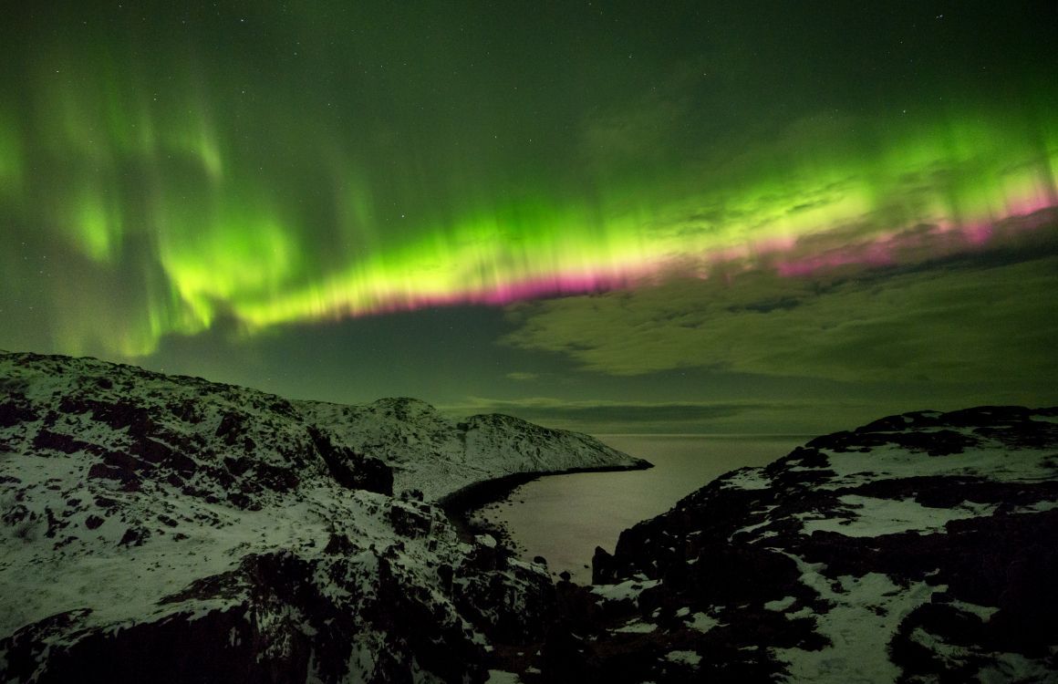 1160x750 Wallpaper Green and Black Aurora Lights, Background Free Image