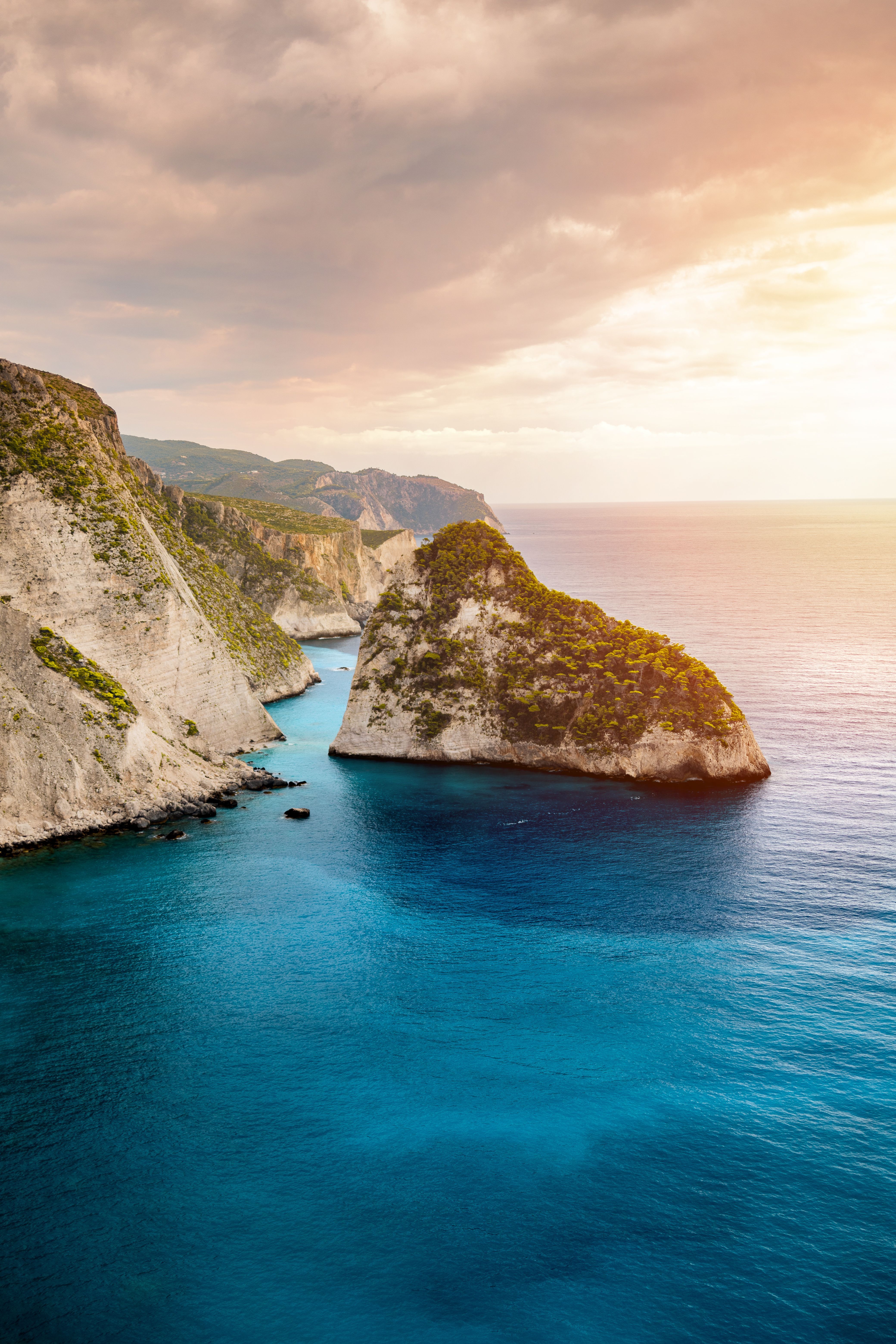 4160x6240 Rocks and Island on Sea Shore at Sunset · Free