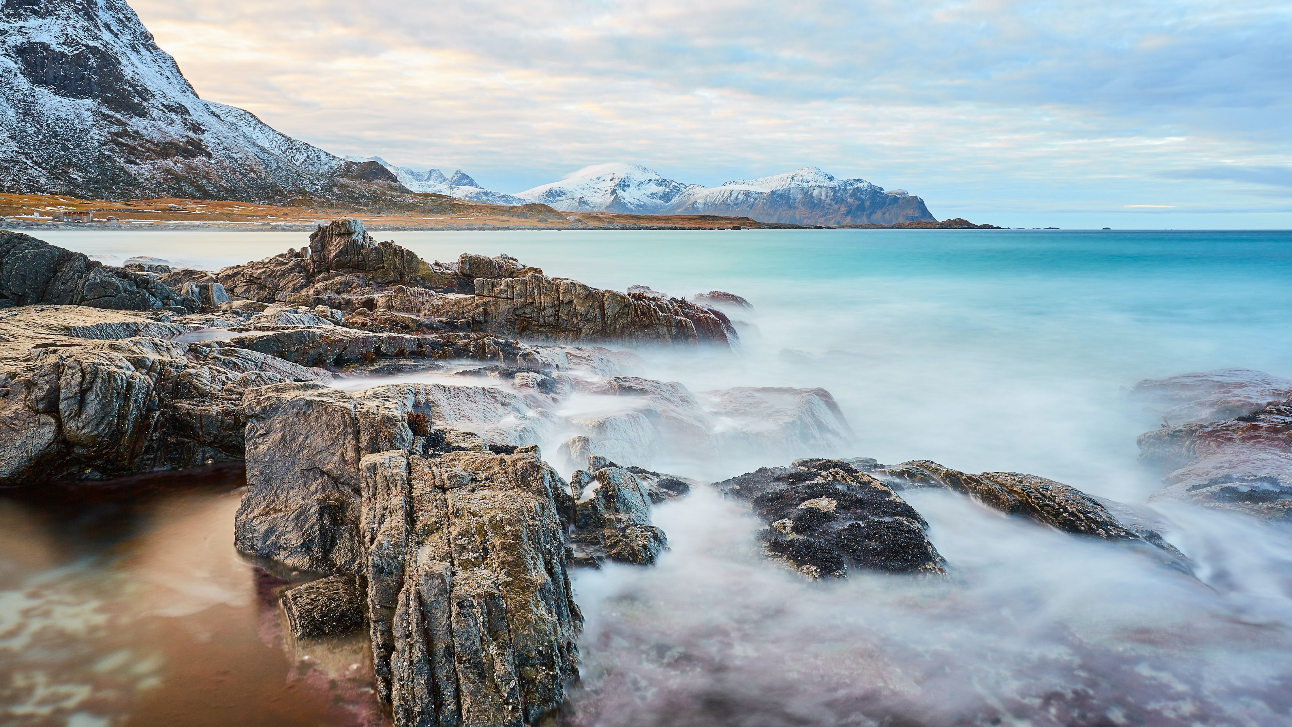 4480x2520 Skagsanden beach Wallpaper 4K, Cliff, Rocks, Ocean blue