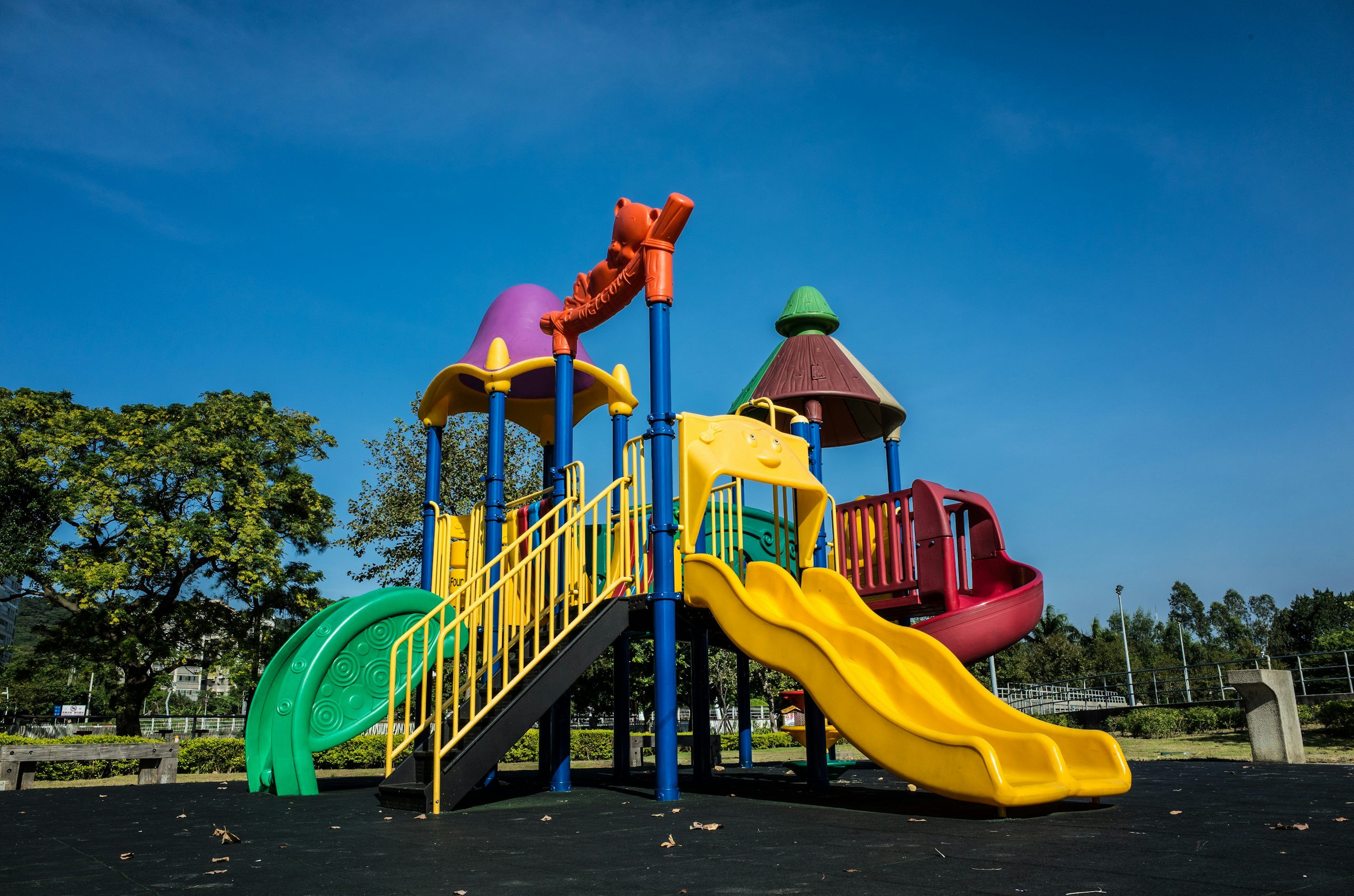 3000x1987 Multicolored playground slide during daytime