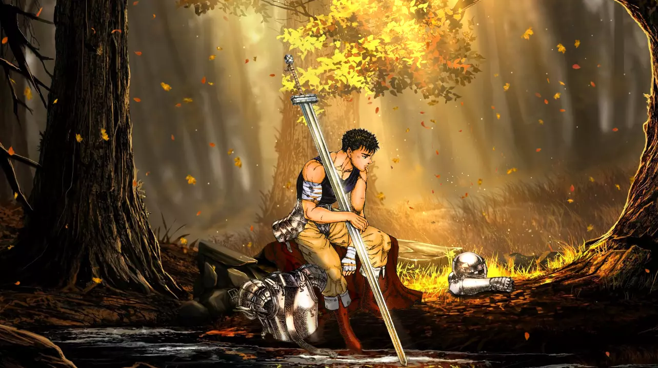 1283x719 Live wallpaper Guts Berserk with a sword download on