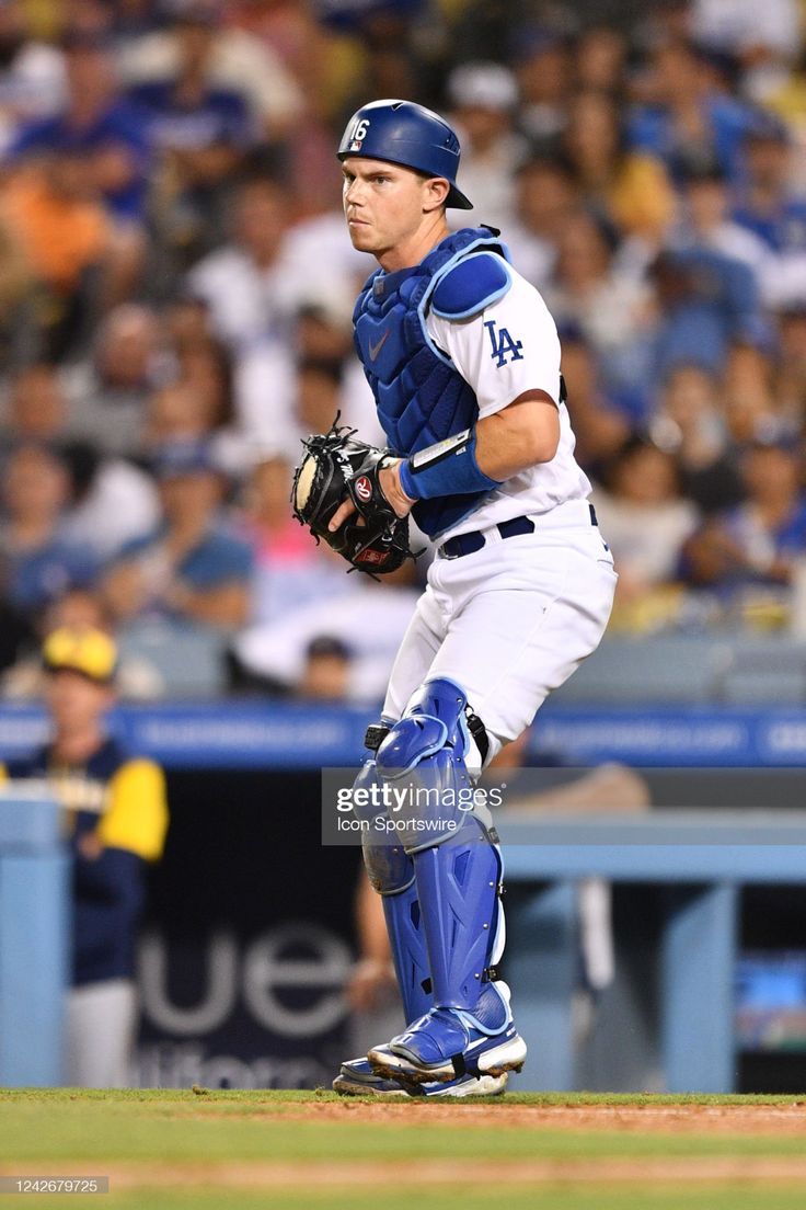 736x1104 Los Angeles Dodgers catcher Will Smith looks on during the MLB game