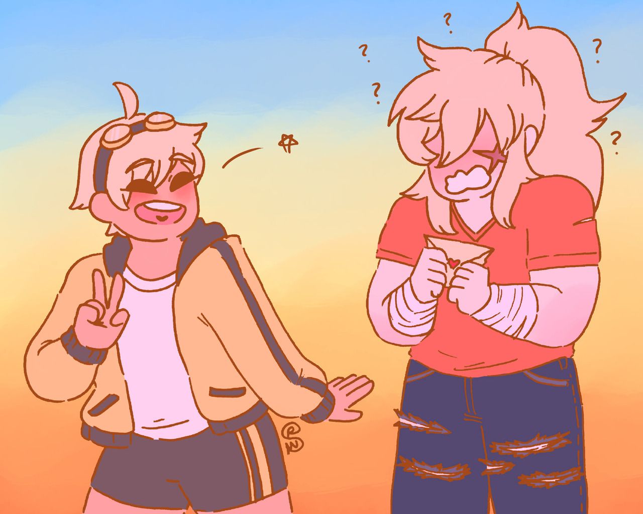 1280x1024 asa rito and osoro shidesu from yandere simulator got the pose from a BL manga asa: heeeeyyyy cutie ;P read that after class