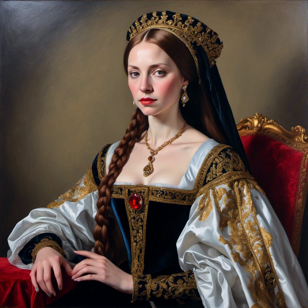 1024x1024 Catherine of Aragon Portrait in Holbein Style