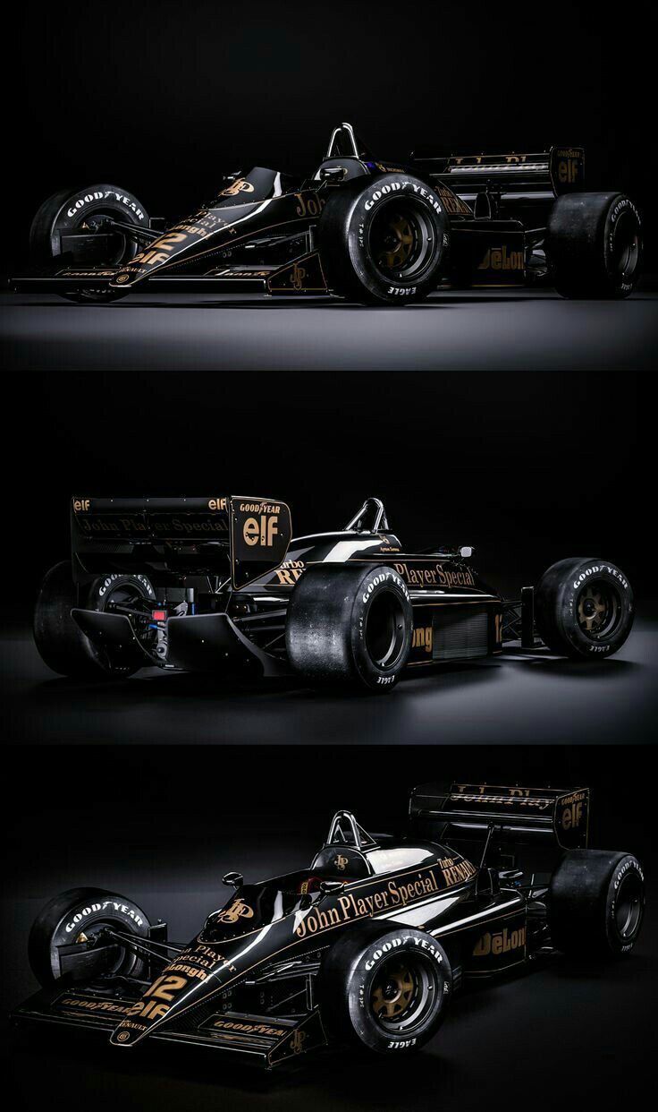 736x1242 Lotus 98T Senna Formula Car in Black and Gold. Lotus f1 car design, Lotus