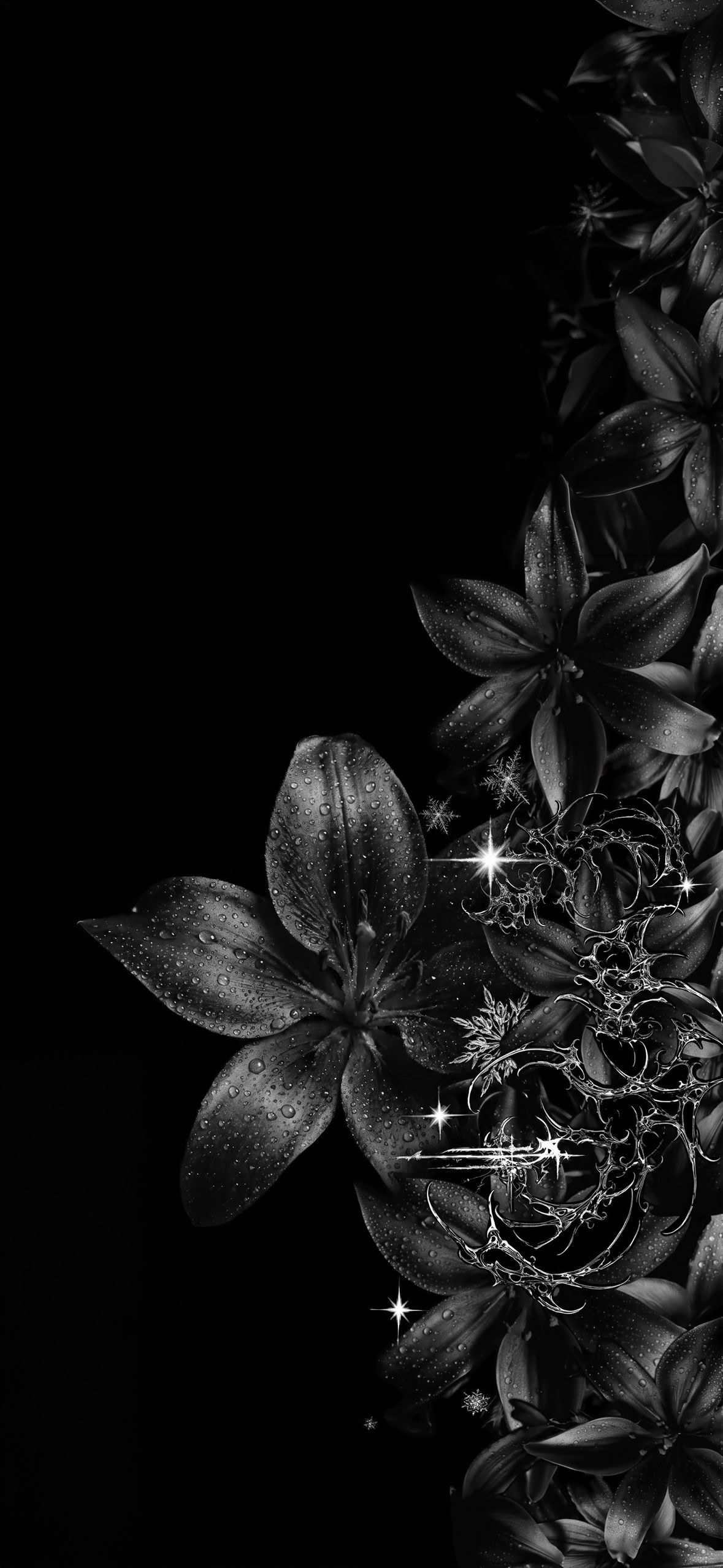 1179x2556 Dark Floral Sparkle Wallpaper