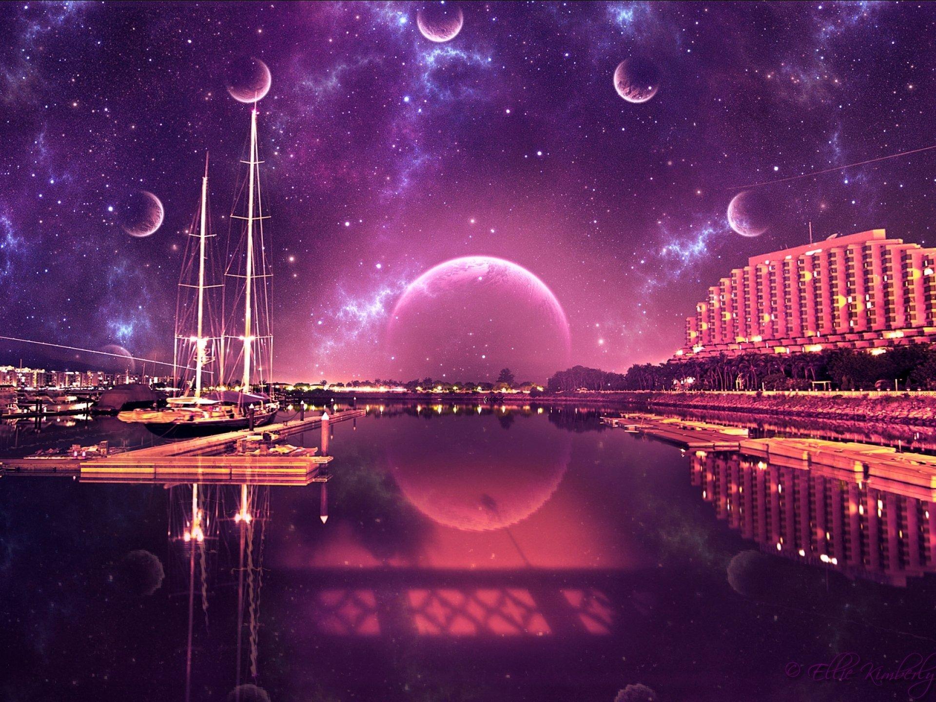 1920x1440 Pink Futuristic City Desktop Wallpaper