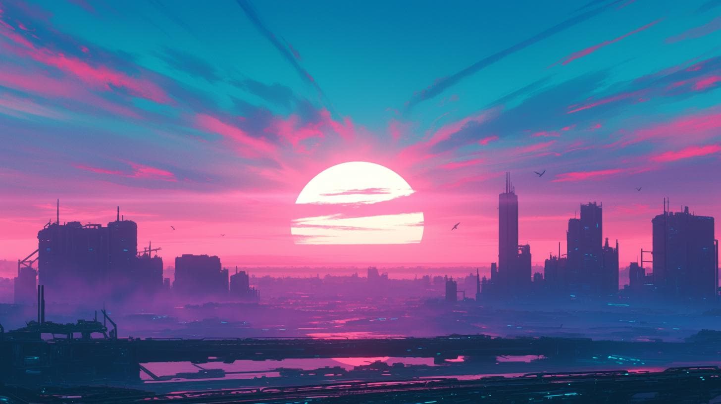 1456x816 Desktop Wallpaper. Desktop Background. Synthwave. City. Retro. LoFi. Digital Wallpaper. Gaming. Computer Wallpaperp 1440p 4k