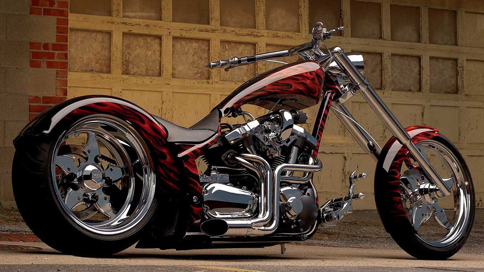 1920x1080 HD Chrome Beast: Custom Motorcycle Wallpaperx1080