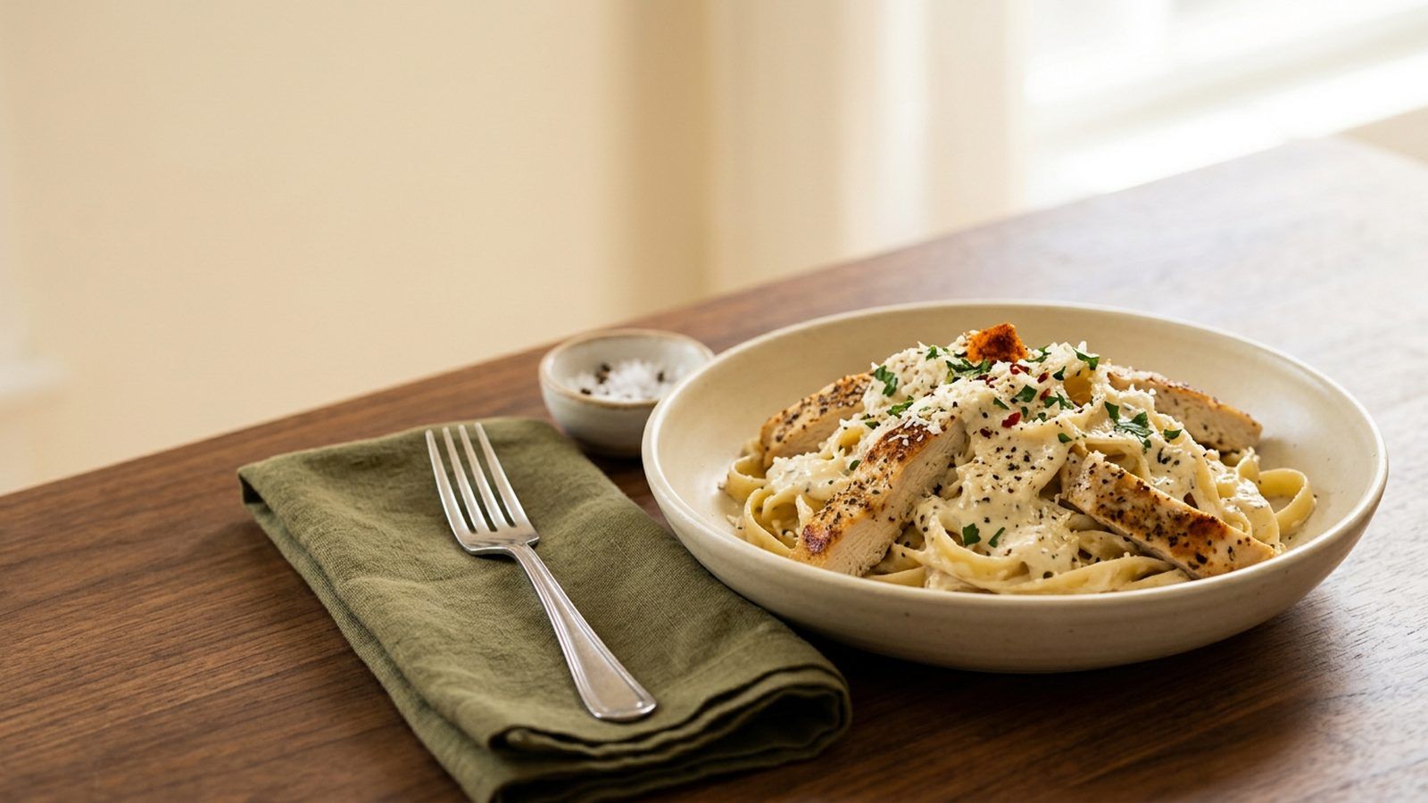1600x900 Healthy Chicken Alfredo (50g Protein, Restaurant Flavour)
