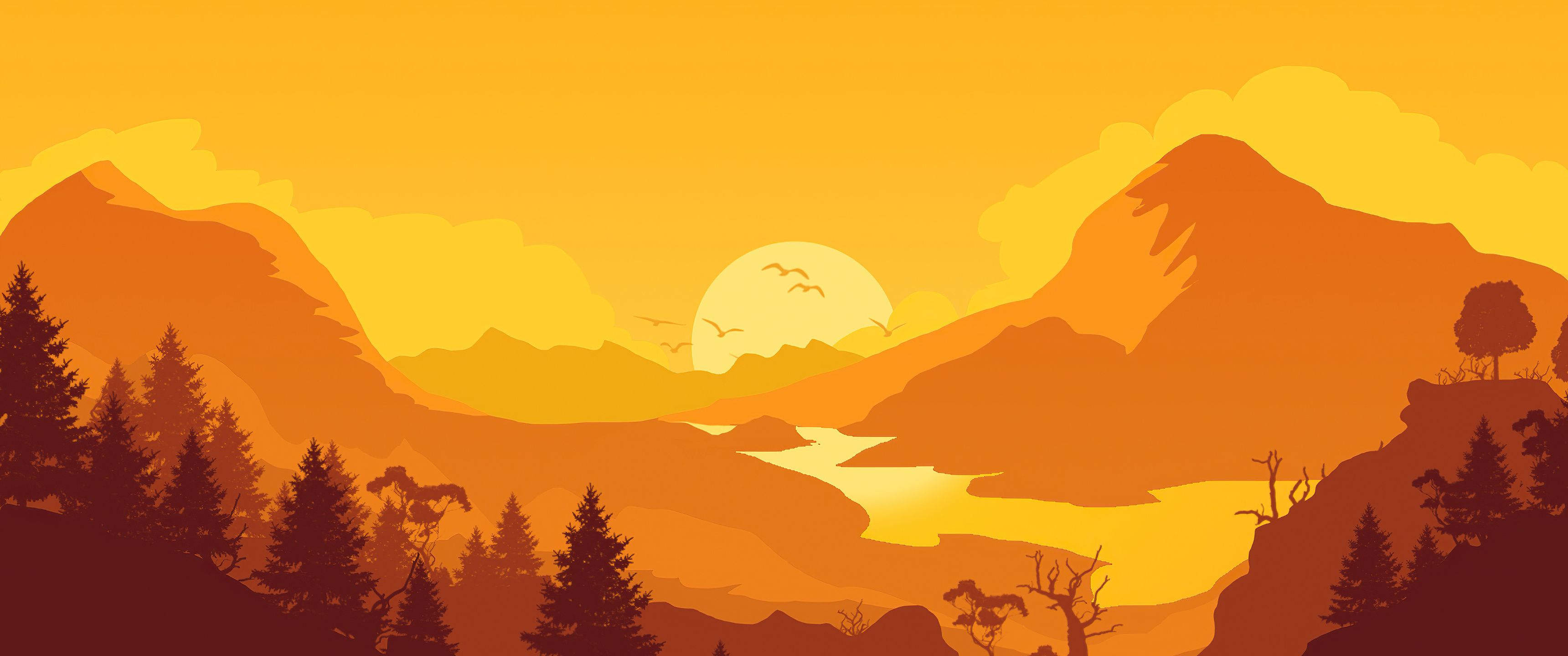 3440x1440 Firewatch Sunrise Minimal 4k UltraWide Quad HD 1440P , HD 4k Wallpaper, Image, Background, Photos and Picture