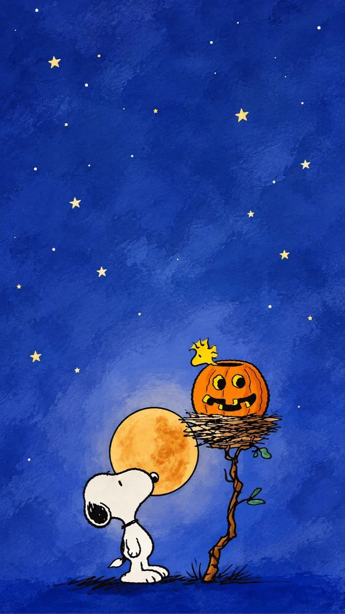 675x1200 Snoopy Wallpaper on X: Pumpkin Nest Night with Snoopy / X