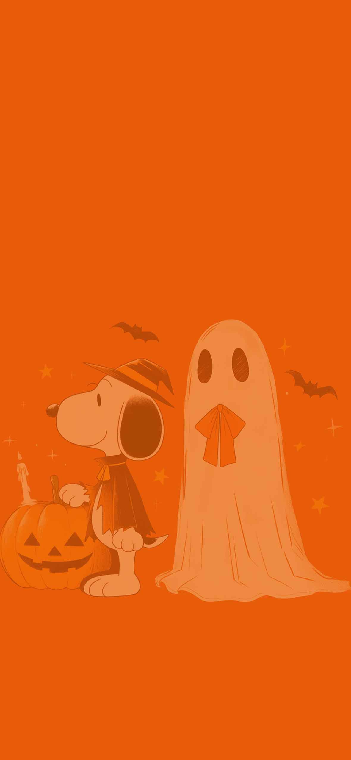 1180x2554 Snoopy Halloween Pumpkin Ghost Wallpaper