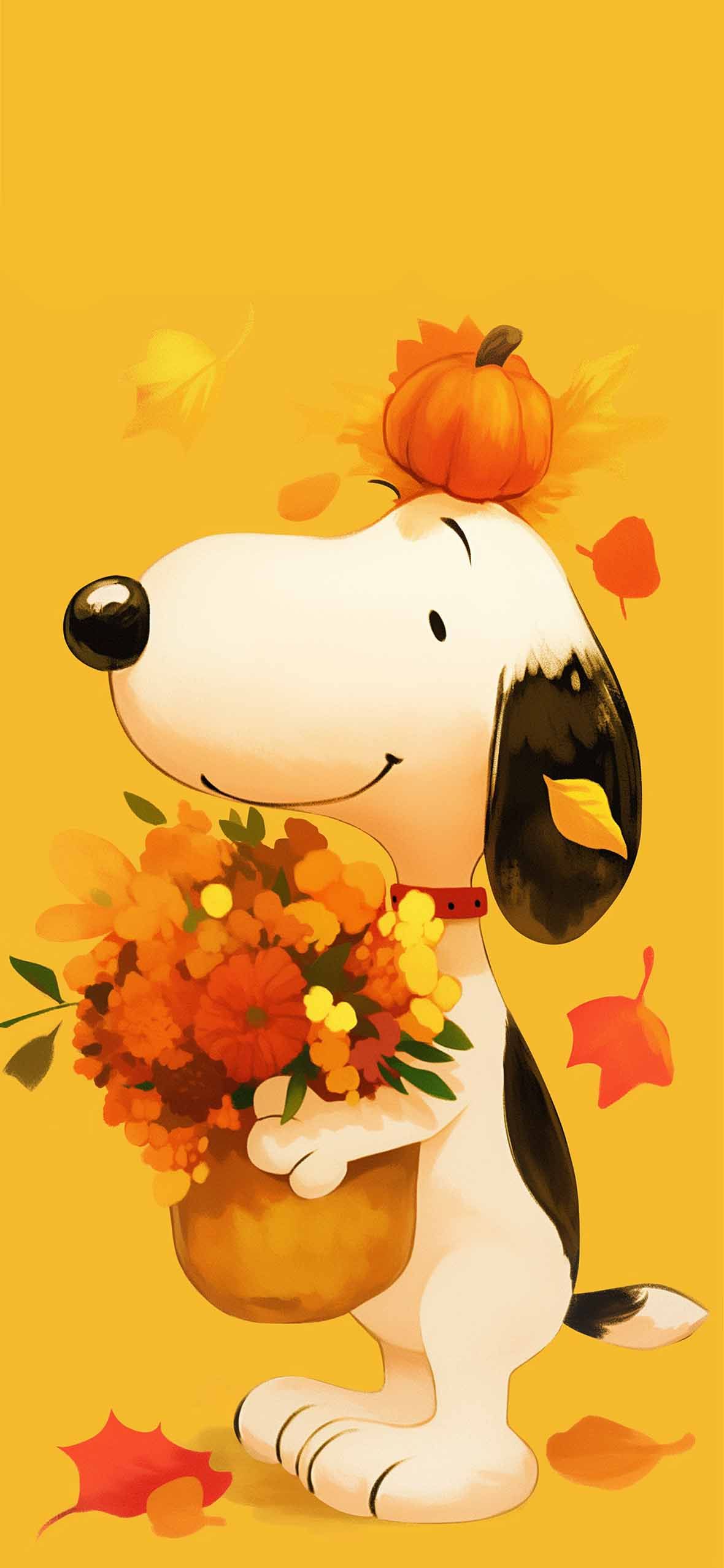 1180x2554 Snoopy Pumpkin Autumn Thanksgiving Day Wallpaper iPhone HD