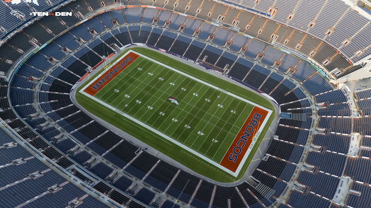 1280x720 Photos: Empower Field at Mile High turf crew paints the field to prepare for Broncos' 2025 season opener vs. the Titans