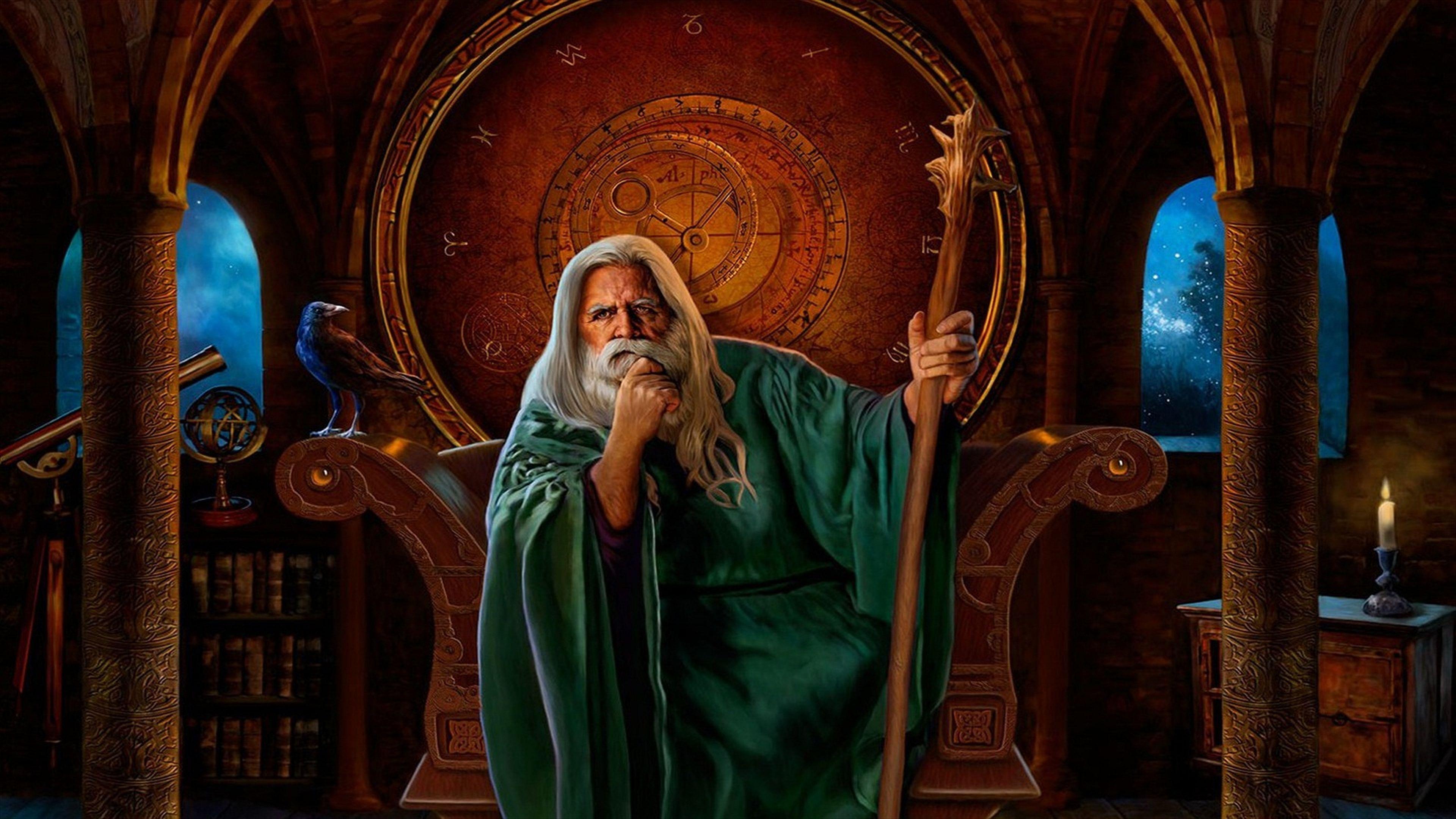 3840x2160 Free Dragon and Wizard Wallpaper