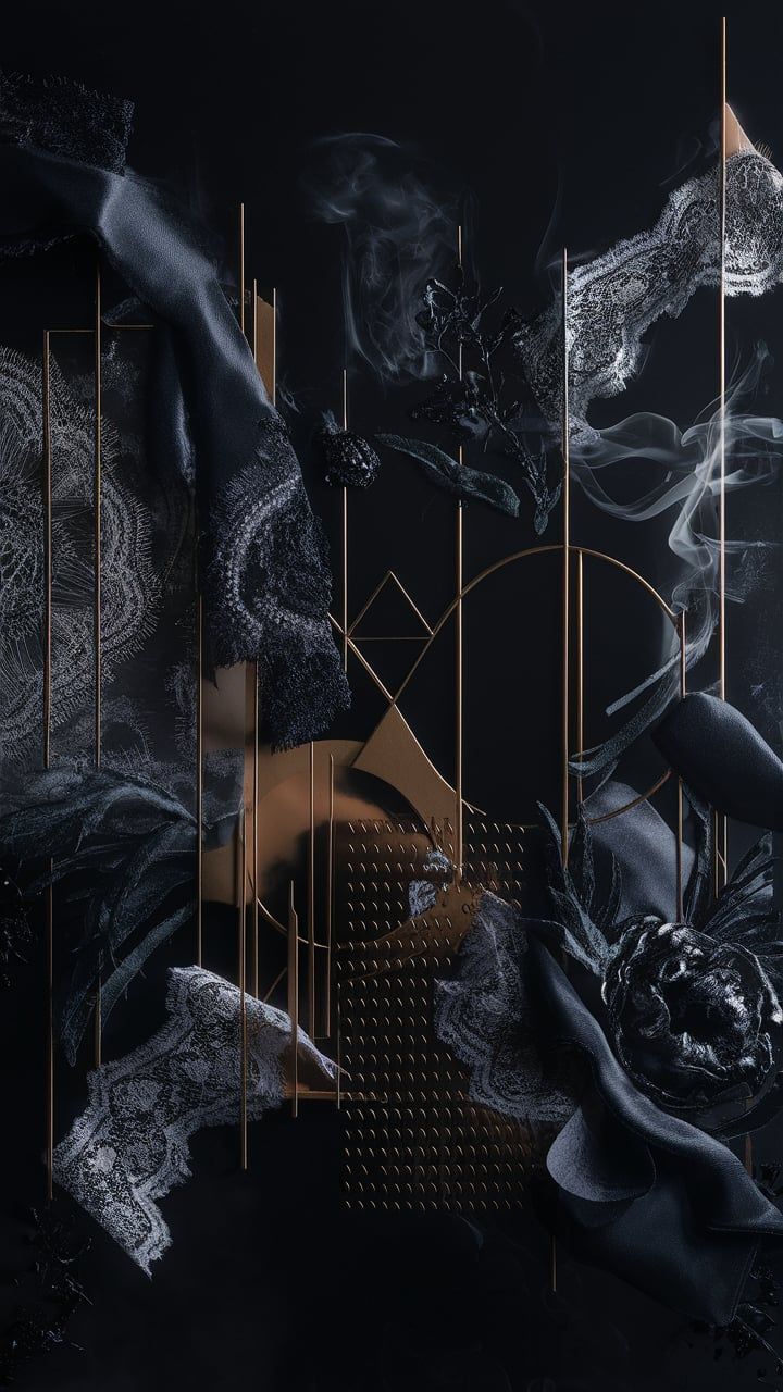 720x1280 Ethereal Black Wallpaper: A Dance of Darkness and Texture