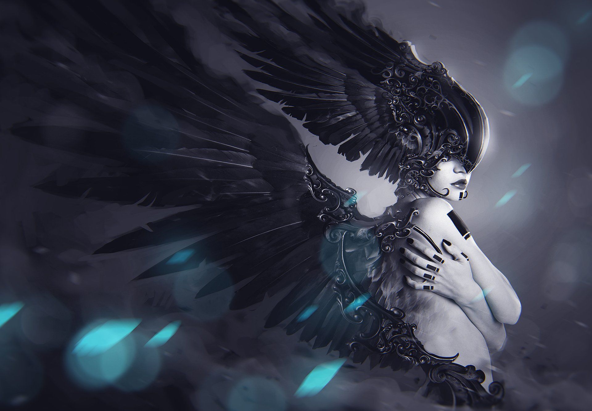 1920x1334 Ethereal Wings: Dark Photography Art HD Wallpaper