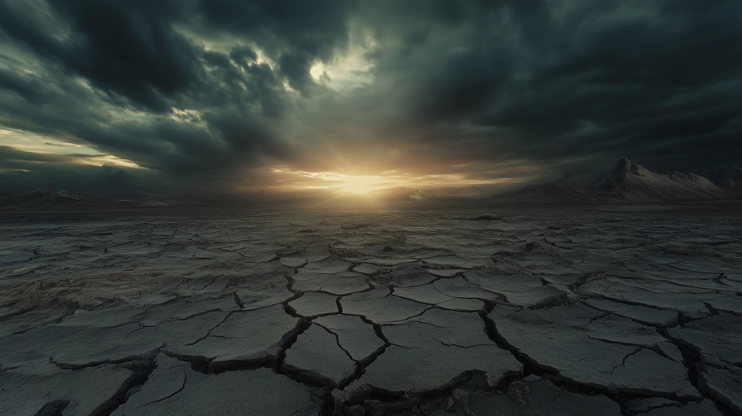 1456x816 Desolate Landscape at Sunset Presentation Background