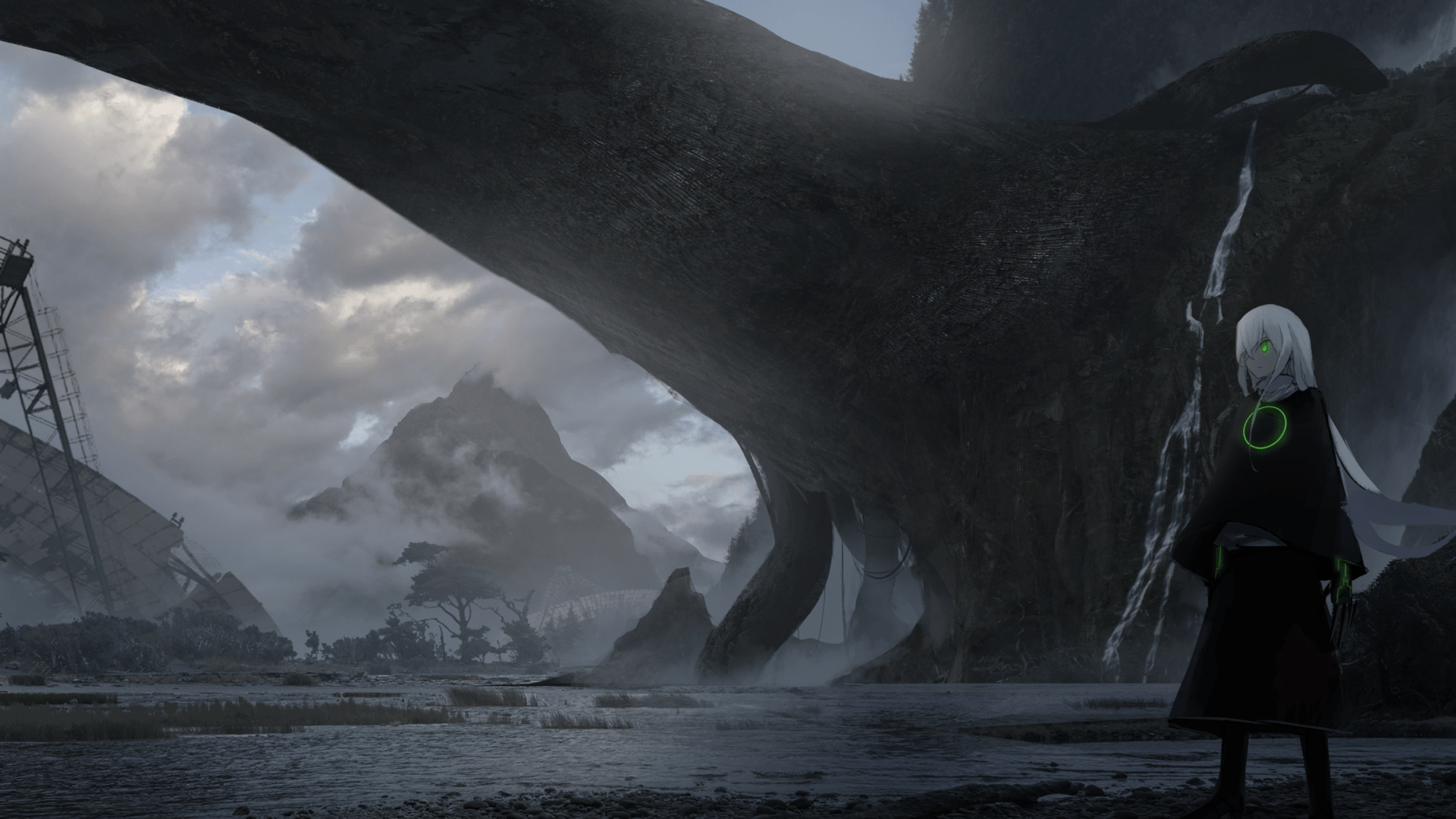 1920x1080 Epic Anime Original HD: Mystical Giant Shadow Landscape Wallpaper by あすてろidx1642
