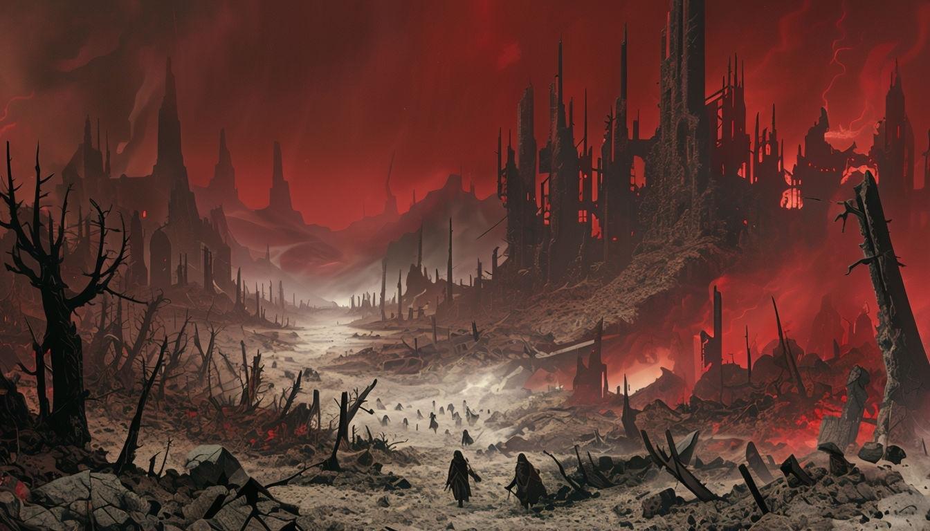 1344x768 Bleak Post Apocalyptic Wasteland Art With Desolate Landscape