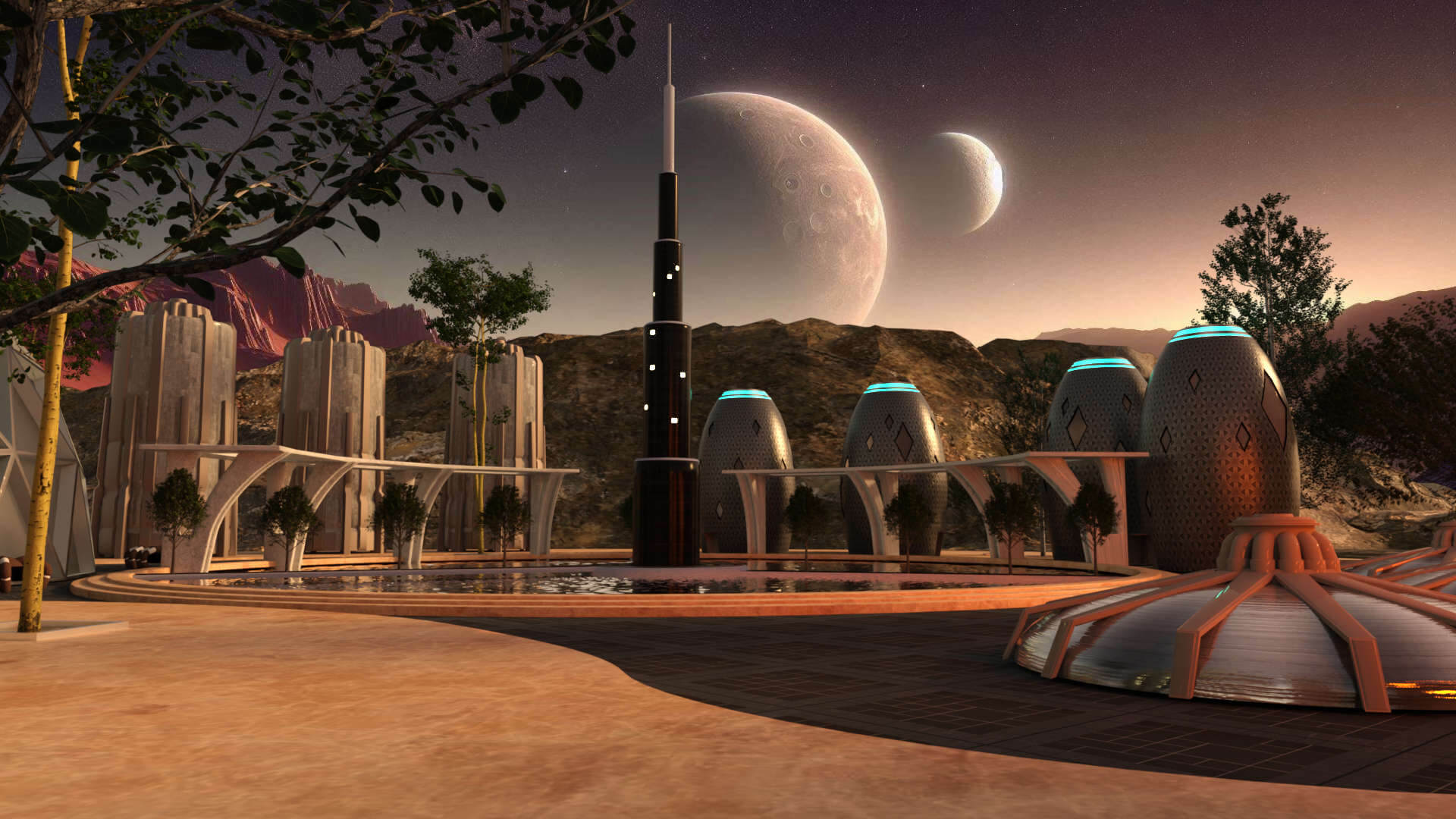 1920x1080 Mars Colony Scene