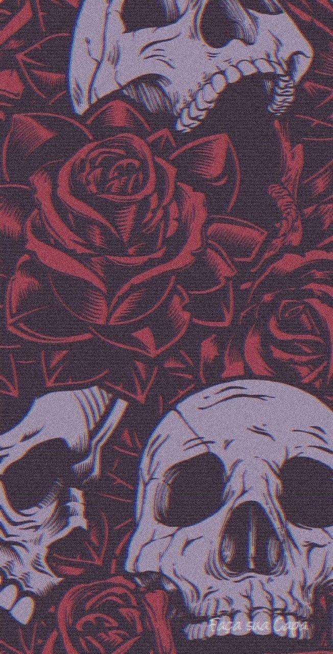 652x1280 Skulls among the roses