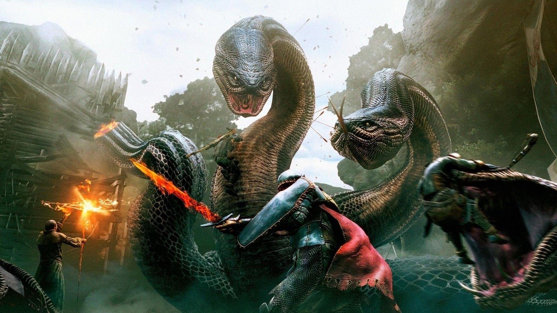 1920x1080 Download Wallpaper, Download 1920x1080 video games dragons fire hydra snakes giant fantasy art magic wizards sorcerer artwork dragons dogma Wallpaper –Free Wallpaper Download