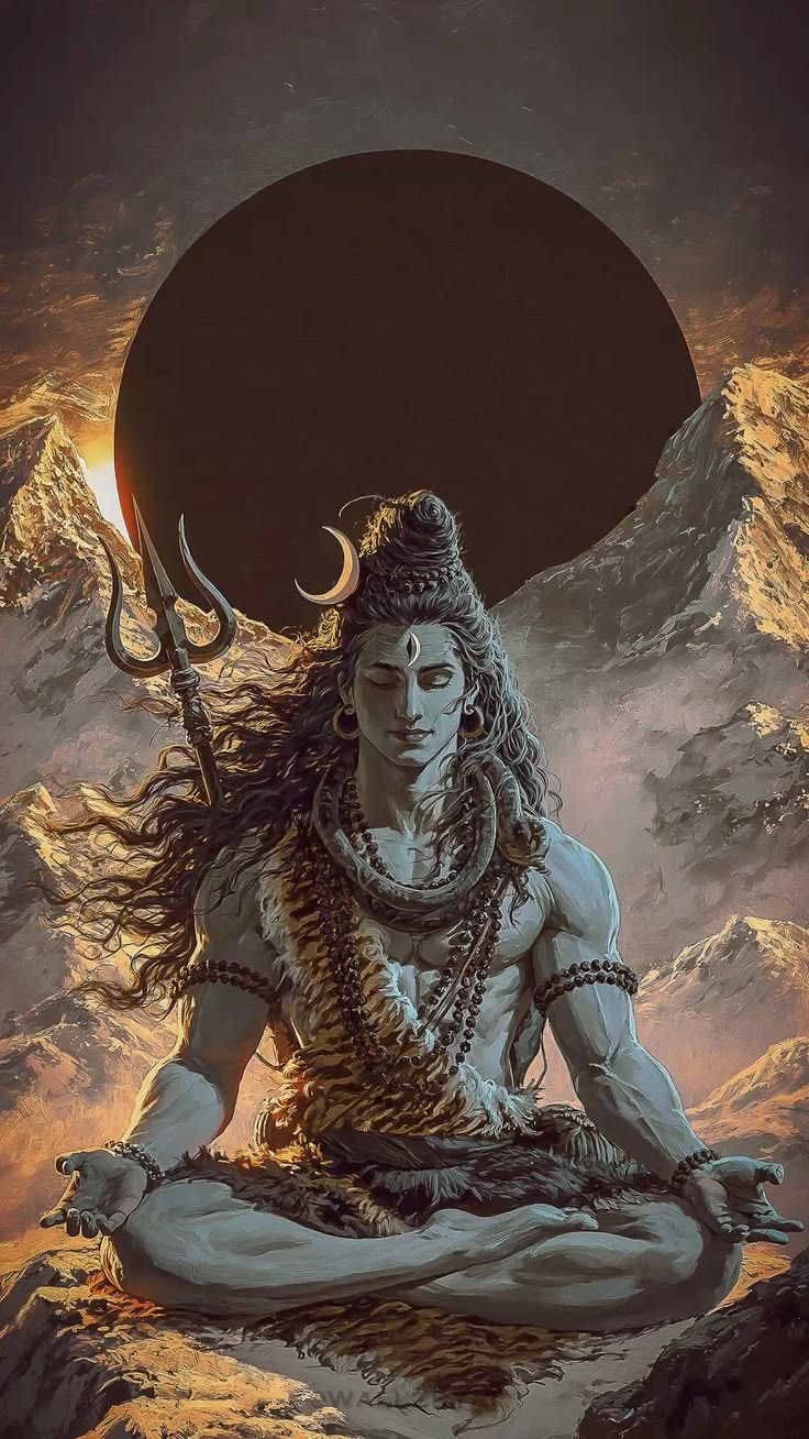 736x1308 Lord Shiva in Deep Meditation. Mahadev 4K Wallpaper. Adiyogi Divine Art