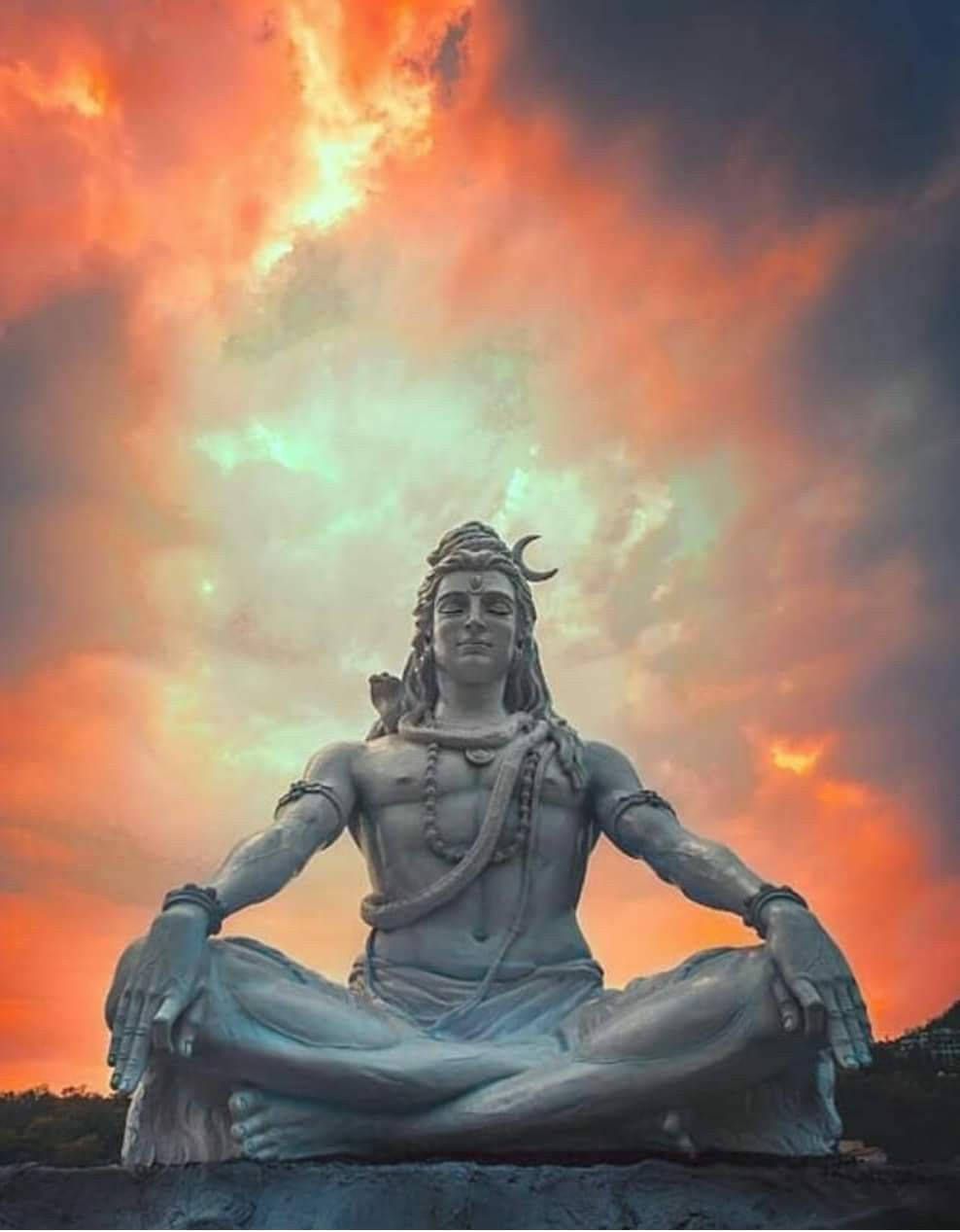 988x1267 Download Mahadev Sunset Meditation Wallpaper