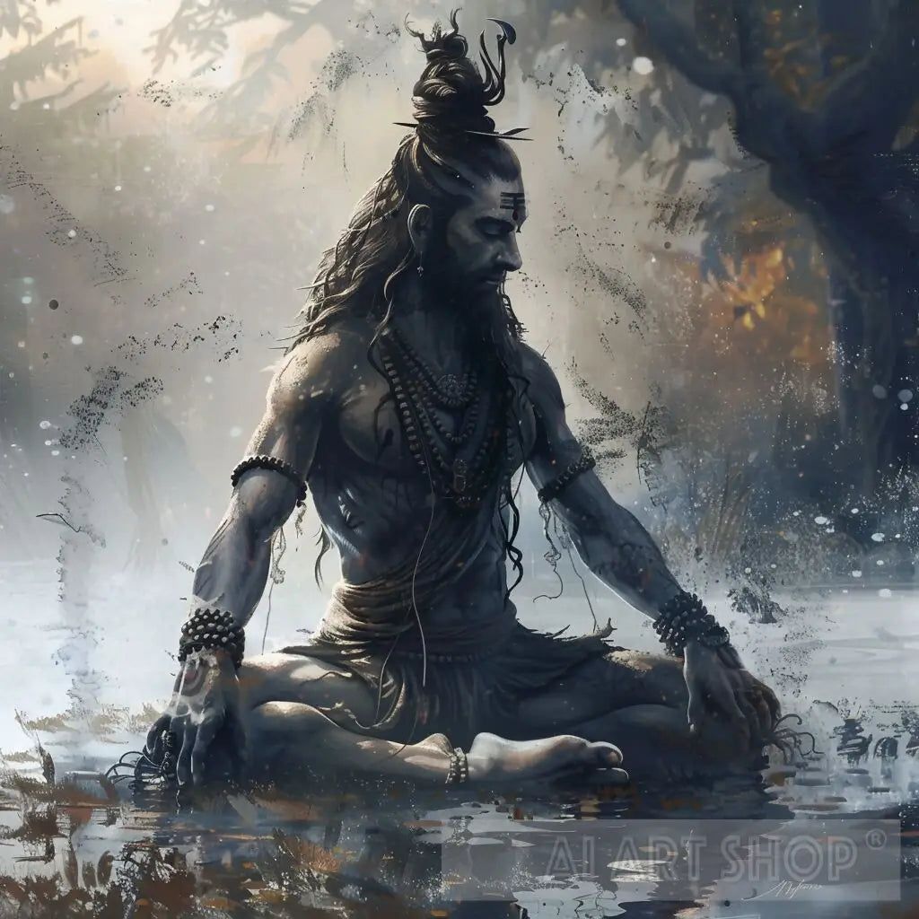 1024x1024 Divine Yogi: Mahadev in Meditation