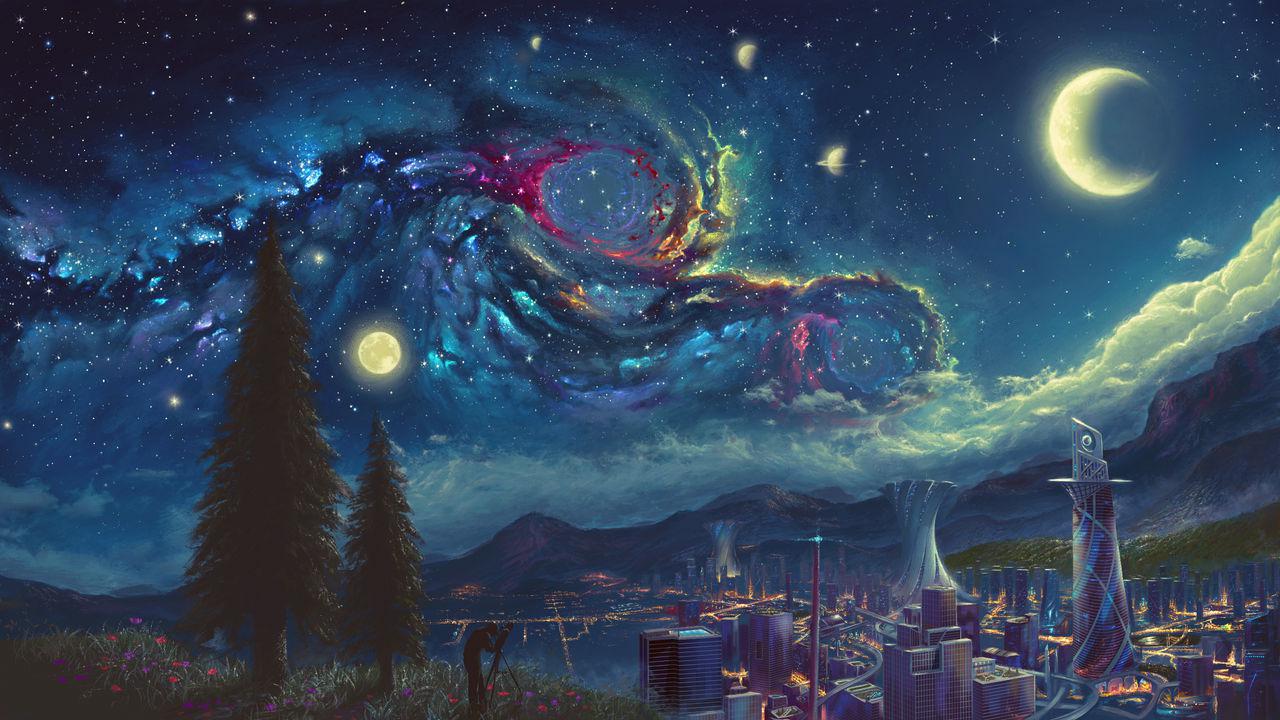 1280x720 Ecco 5 diverse versioni dello sfondo Notte Stellata che ho trovato, spero che vi piacciano!