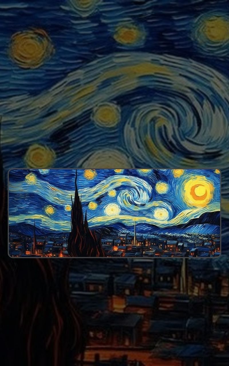 800x1280 Mouse Pad Artistico Con Notte Stellata Di Van Gogh E Astronave, Fantascienza, Design Unico Dall'Indiana