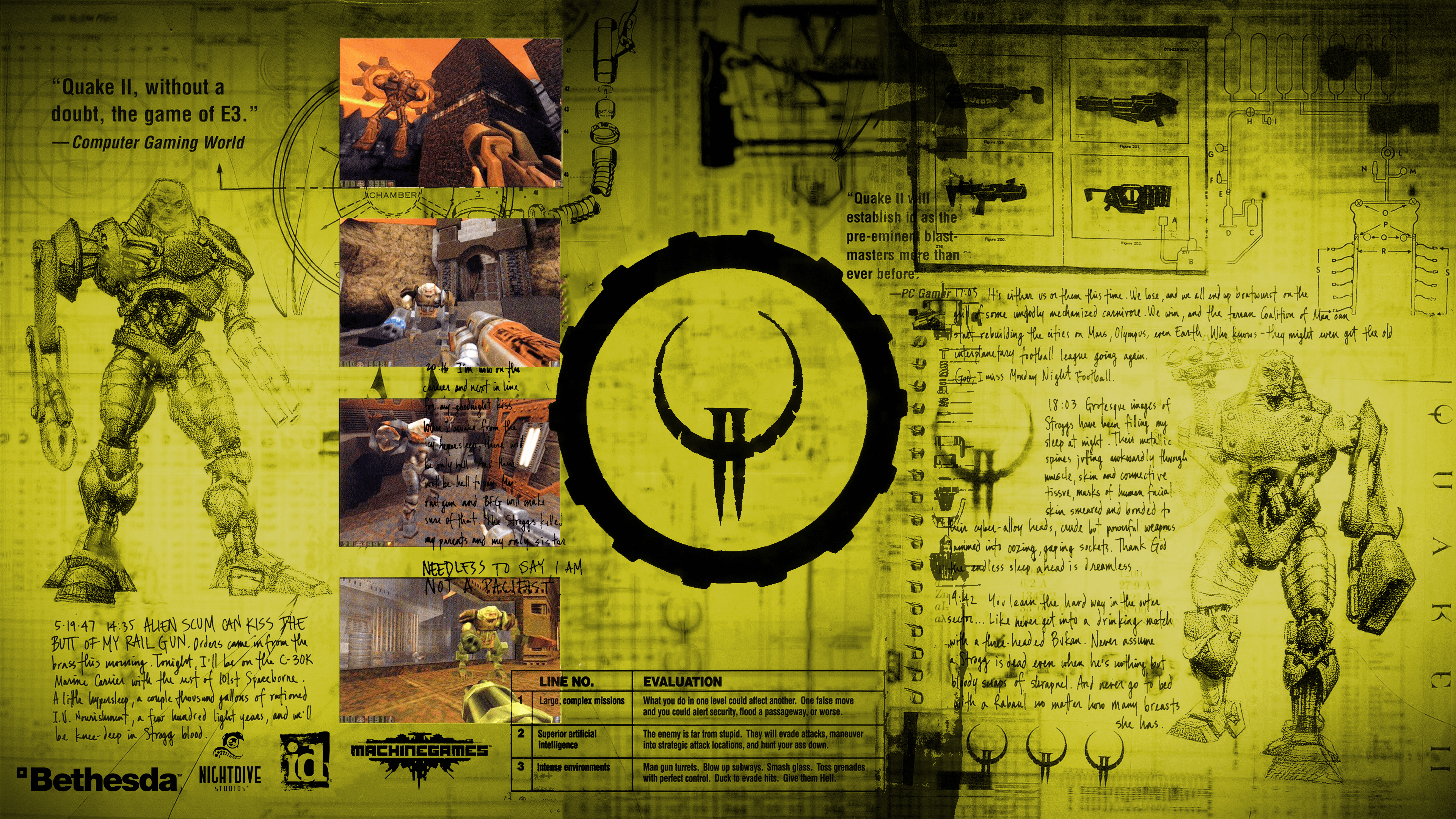 3840x2160 Quake II Wallpaper based on the classic PC Gamer ad. [OC]