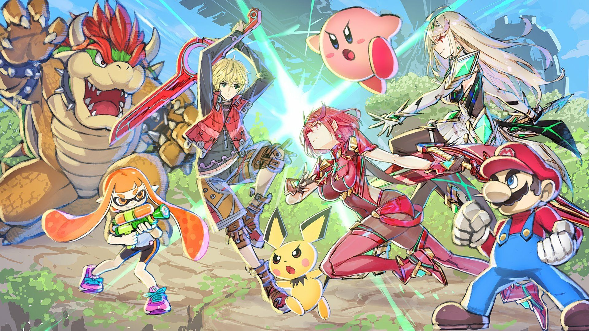 1920x1080 Super Smash Bros. Ultimate HD Wallpaper: Iconic Legends Unite with Inkling, Bowser & More