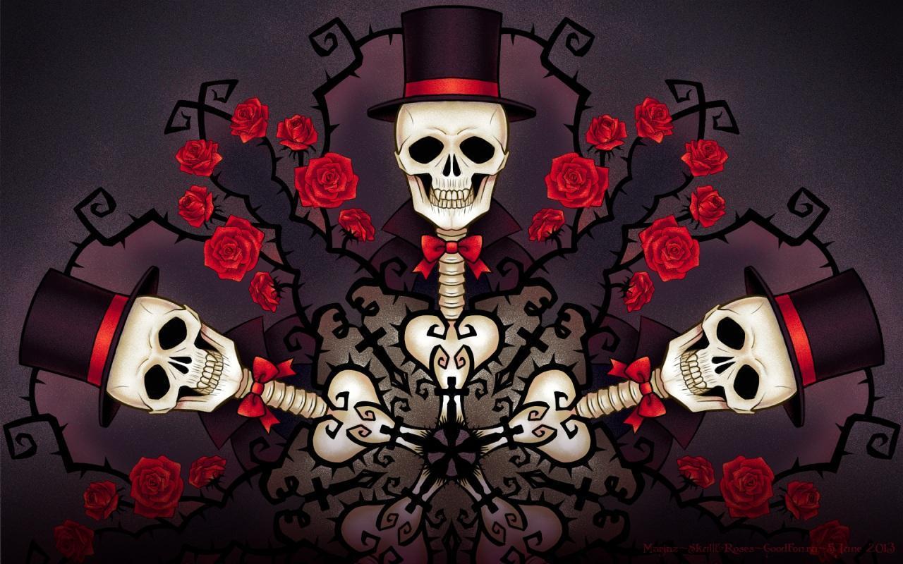 1280x800 Skull and Roses Live Wallpaper for Android