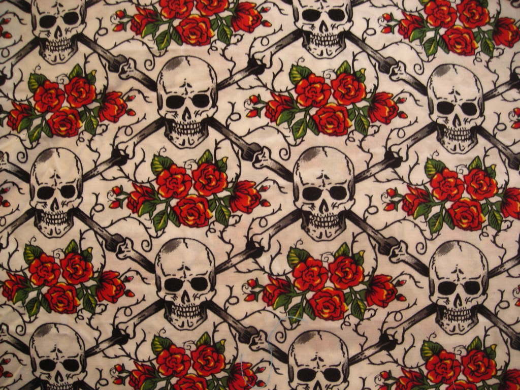 1024x768 Skull And Roses, HD Background, Brennan Kordes
