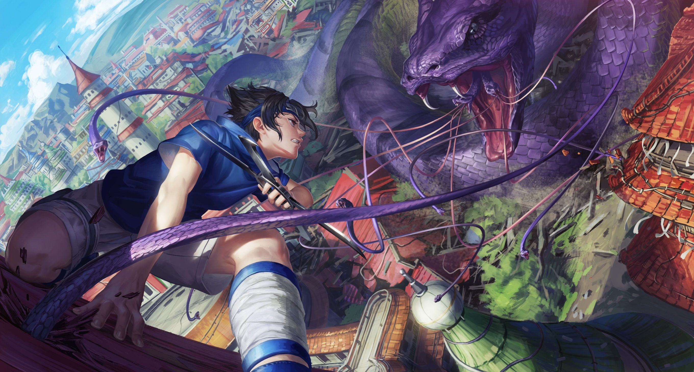 2720x1457 Sasuke Uchiha Confronts Serpent Anime HD Wallpaper by 生ゴミカンx1457