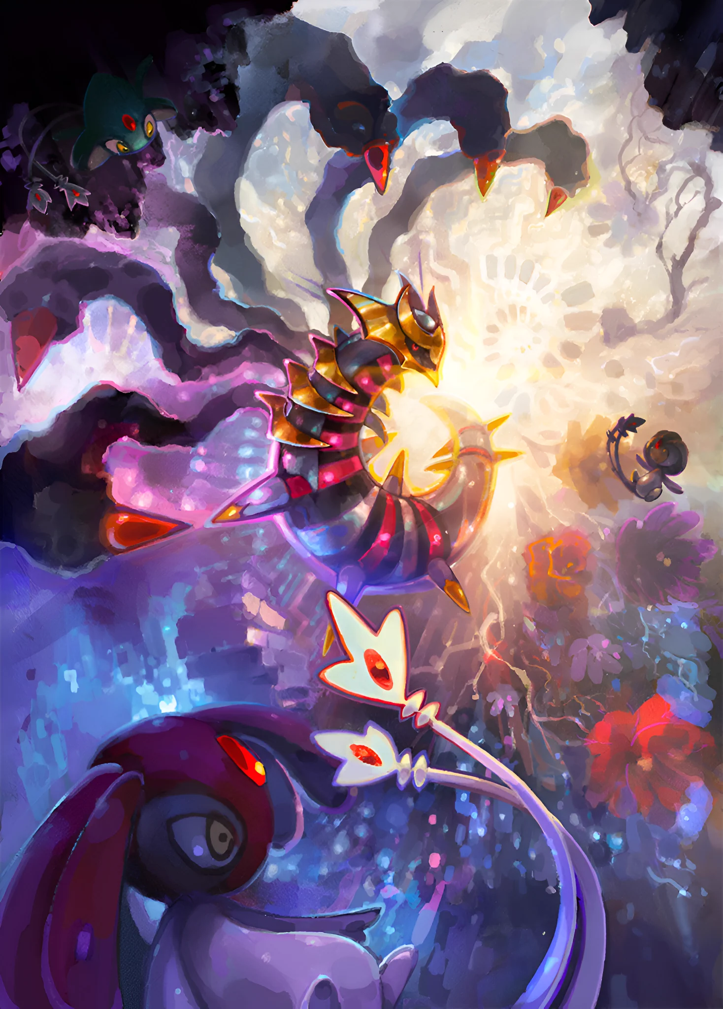 1468x2048 Pokémon TCG Pocket Art On X: Another Look At The Distortion World, Details: Official Key Artx1536. Space Time Smackdown. #PokemonTCG #Textless #Illustration #Wallpaper #iPhone #Giratina #Uxie #Mesprit #Azelf