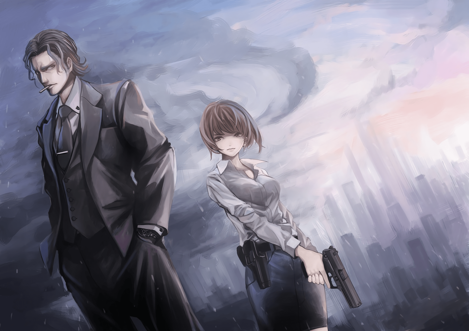 1920x1357 Psycho Pass HD Wallpaper: Sakuya Tougane & Akane Tsunemori By 海凪コウ【KOH】x1357