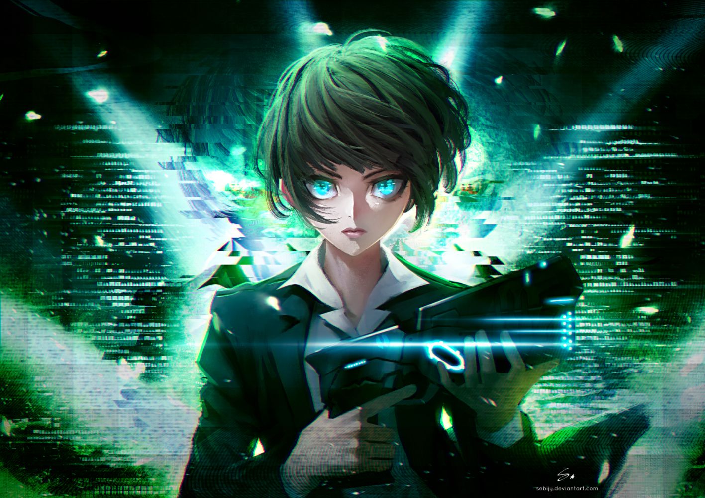 1417x1000 Tsunemori Akane PASS. Anime Image Board