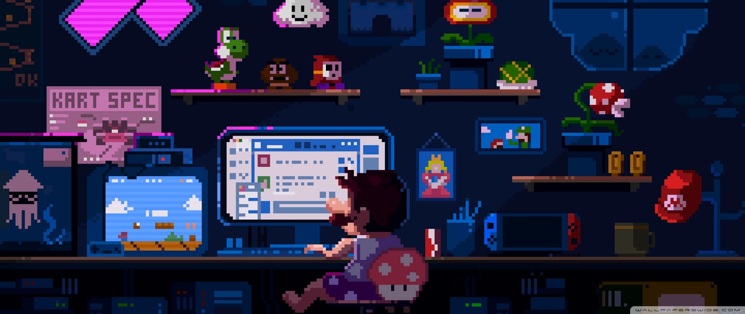 2560x1080 Mario Pixel Art 4K UHD Wallpaper for UltraHD Desktop and TV : Widescreen and UltraWide Display : Dual Monitor : Smartphone and Tablet Devices