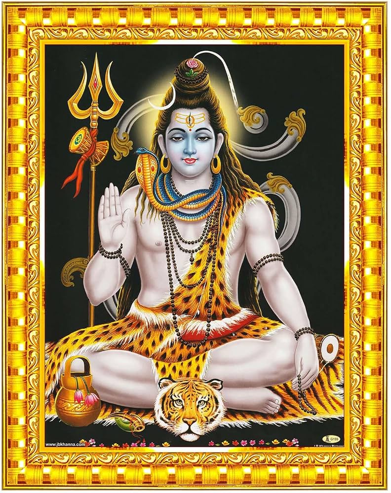 792x1000 Pavan Photo Laminations Lord Shiva Shiv Bholenath Mahadev Ji Siva Wall Painting Framed Home Decor (Wood, Acrylic, Gold, Big Size, 10x12 Inch) R98M : Amazon.in: Home & Kitchen
