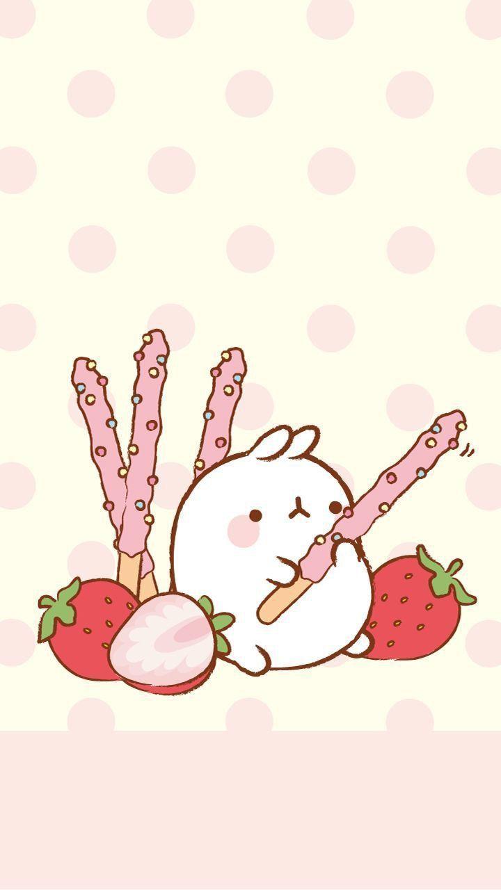 720x1280 Strawberry Pocky Cute Bunny Wallpaper