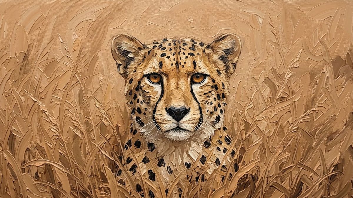 1200x675 Cheetah in Golden Savanna Mural Wallpaper
