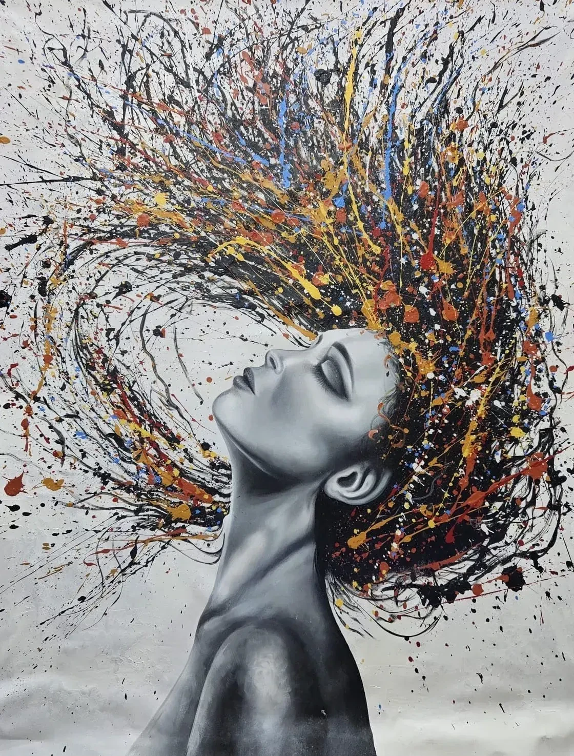 1120x1474 Figure Painting. Vibrant Expression. Abstract Realism Handmade Painting